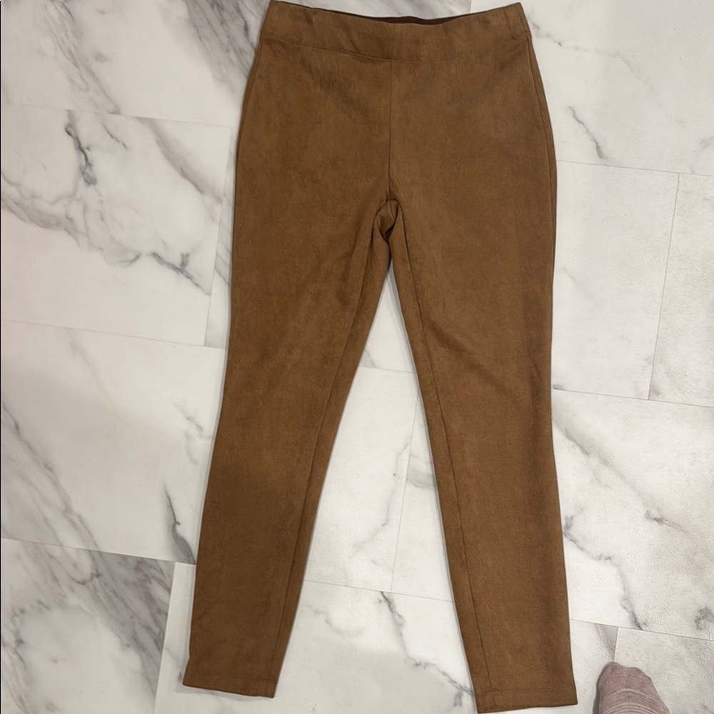 Brown Suede-Look Leggings
